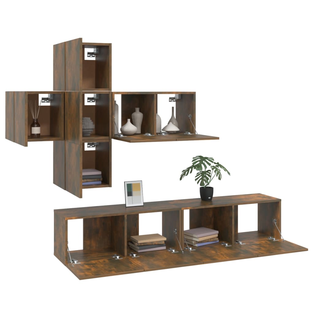 Ensemble de meubles TV 7 pcs Chêne fumé Bois d'ingénierie - XIOS