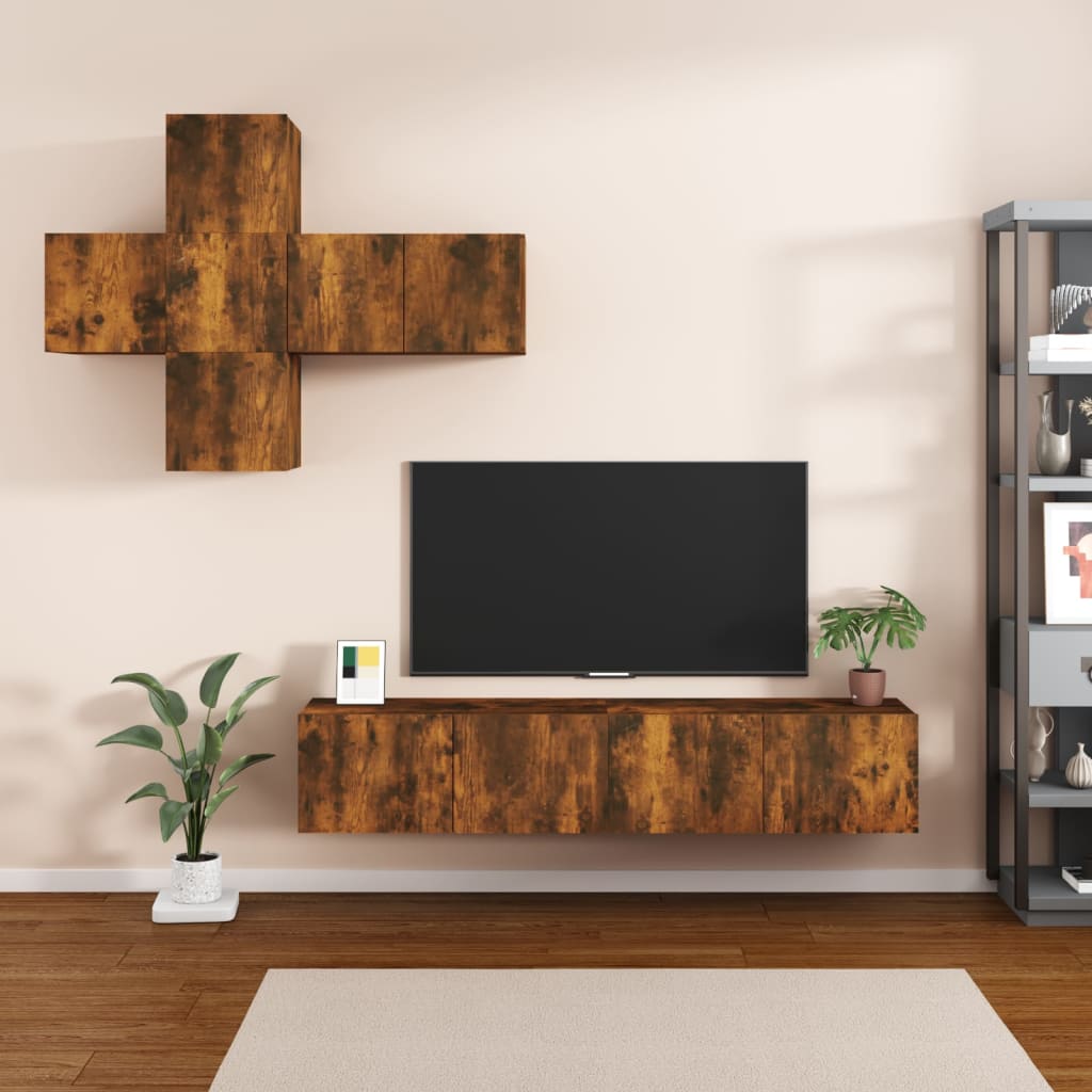 Ensemble de meubles TV 7 pcs Chêne fumé Bois d'ingénierie - XIOS
