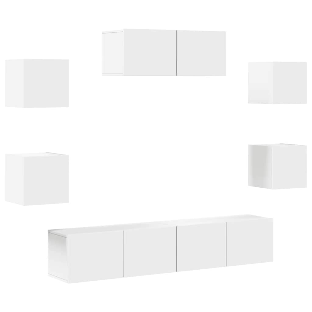 Ensemble de meubles TV 7 pcs Blanc Bois d'ingénierie - XIOS