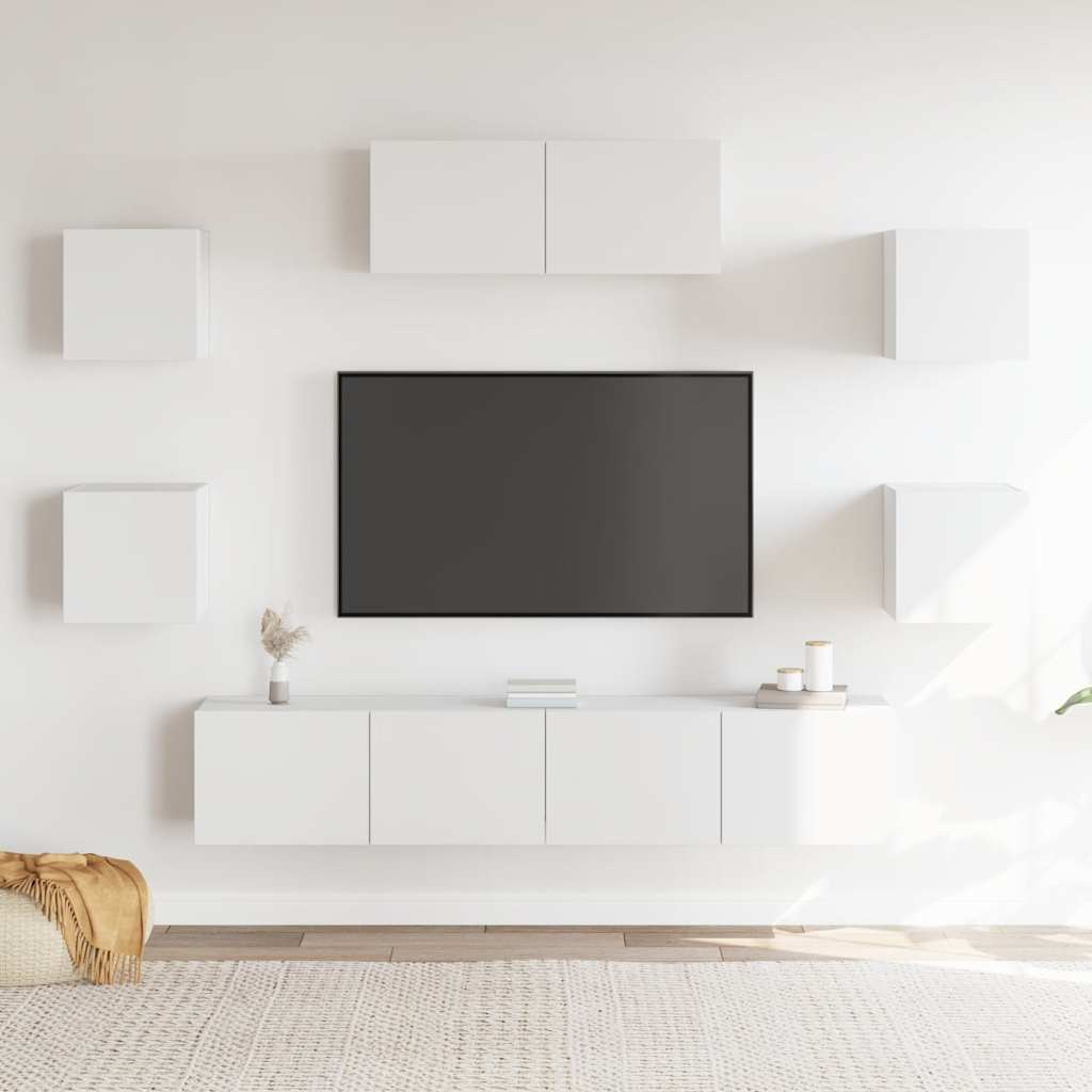 Ensemble de meubles TV 7 pcs Blanc Bois d'ingénierie - XIOS
