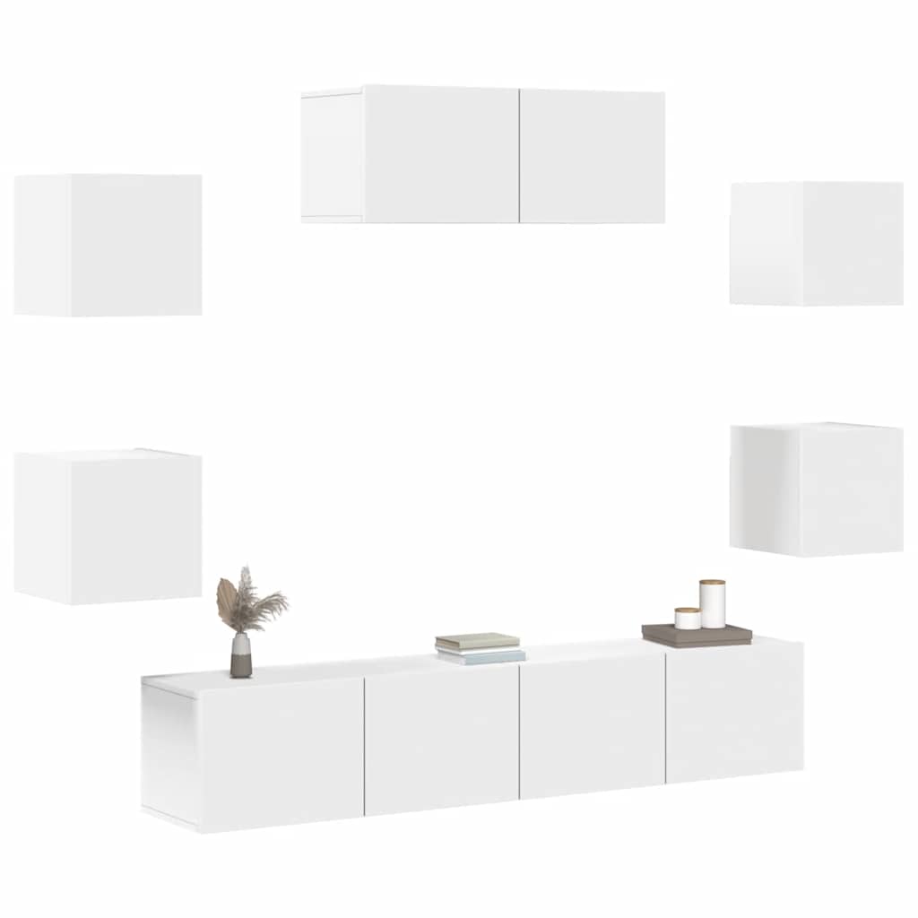 Ensemble de meubles TV 7 pcs Blanc Bois d'ingénierie - XIOS