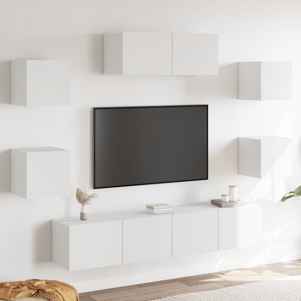 Ensemble de meubles TV 7 pcs Blanc Bois d'ingénierie - XIOS