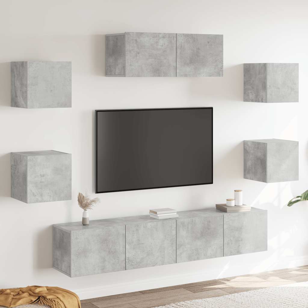 Ensemble de meubles TV 7 pcs Gris béton Bois d'ingénierie - XIOS