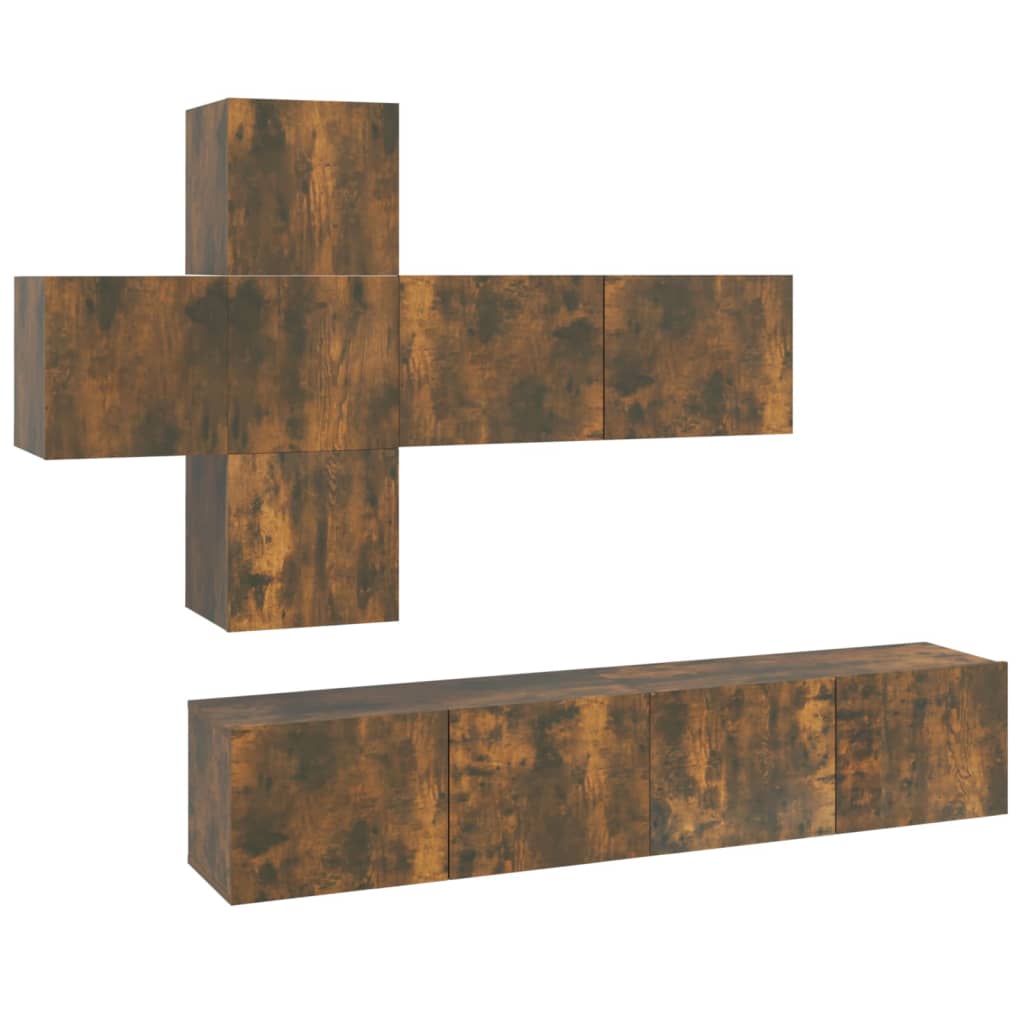Ensemble de meubles TV 7 pcs Chêne fumé Bois d'ingénierie - XIOS