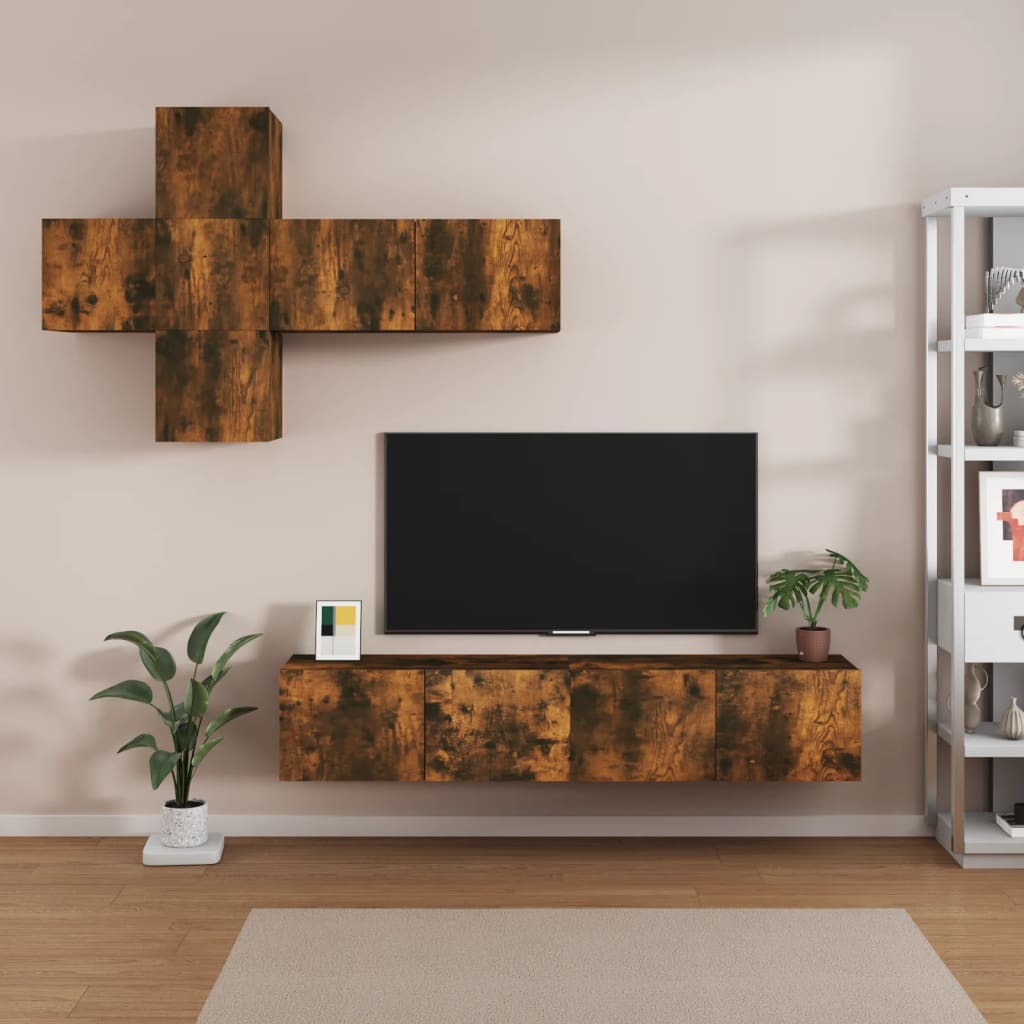 Ensemble de meubles TV 7 pcs Chêne fumé Bois d'ingénierie - XIOS