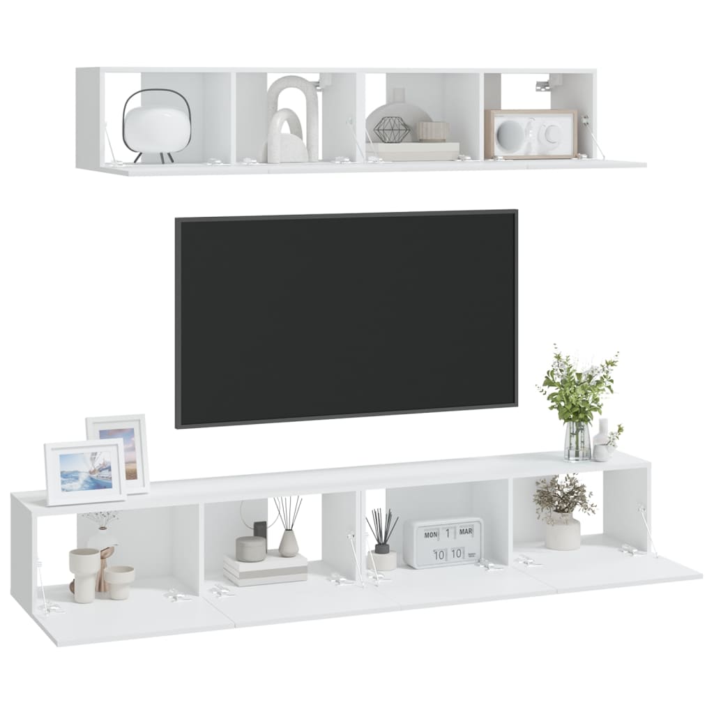 Ensemble de meubles TV 4 pcs Blanc Bois d'ingénierie - XIOS