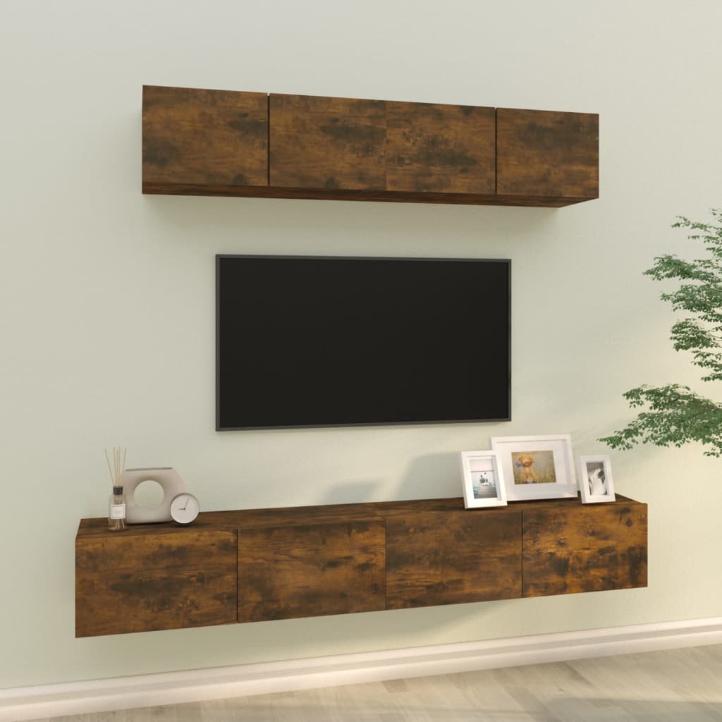 Ensemble de meubles TV 4 pcs Chêne fumé Bois d'ingénierie - XIOS