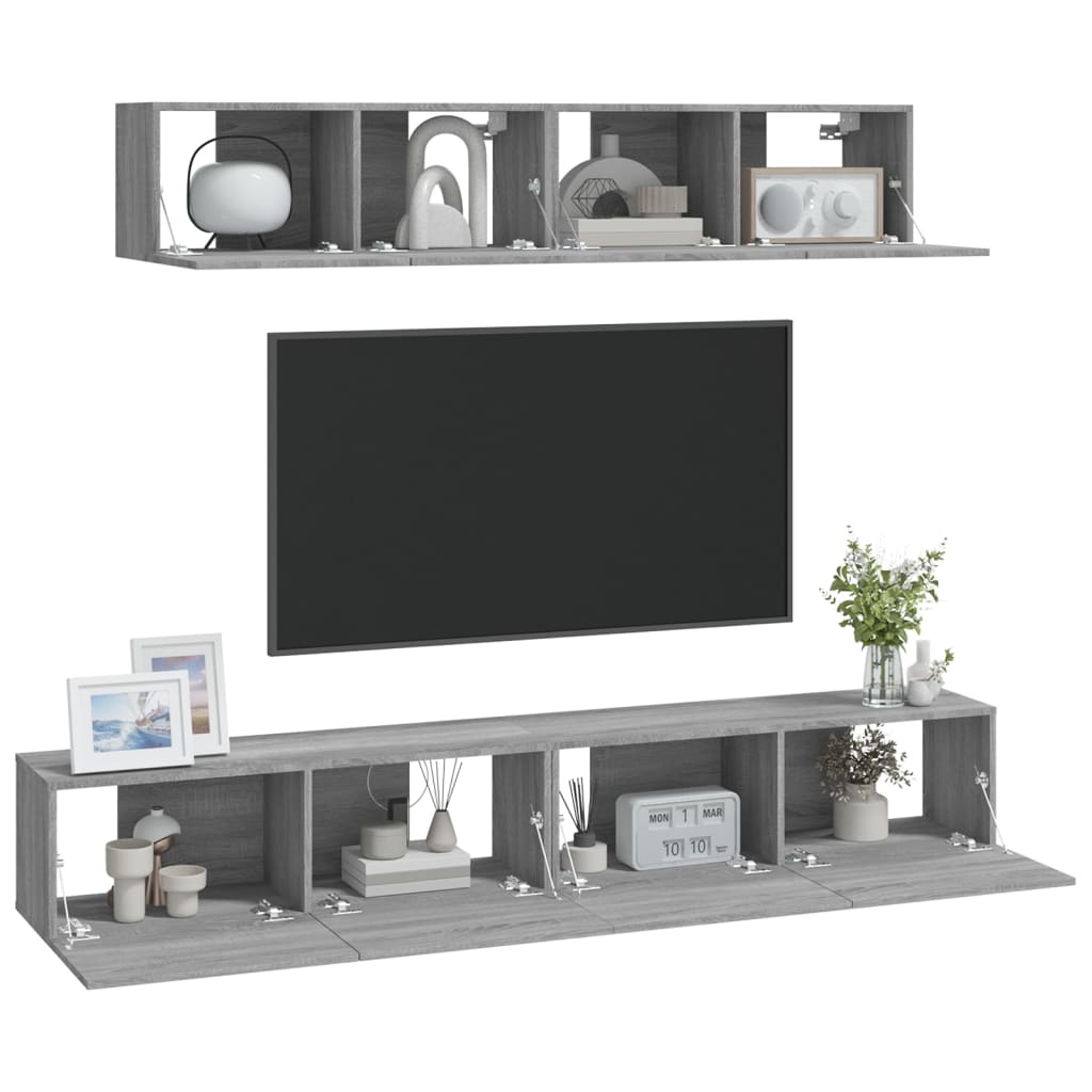 Ensemble de meubles TV 4 pcs Sonoma gris Bois d'ingénierie - XIOS