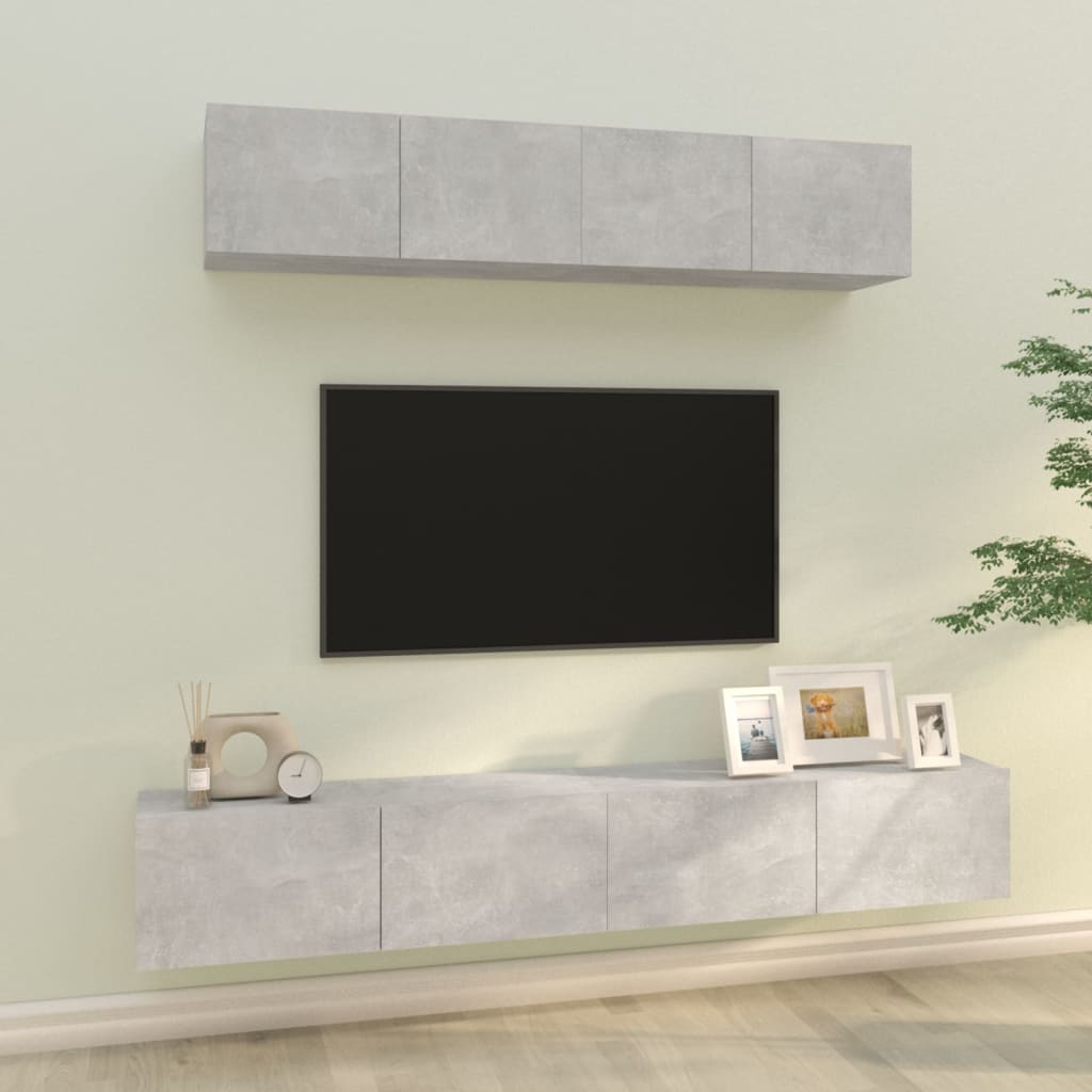 Ensemble de meubles TV 4 pcs Gris béton Bois d'ingénierie - XIOS