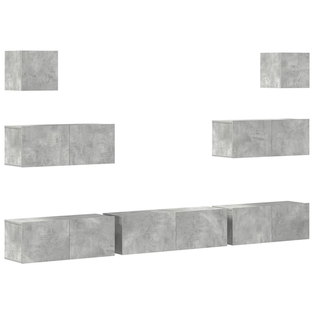 Ensemble de meubles TV 7 pcs Gris béton Bois d'ingénierie - XIOS