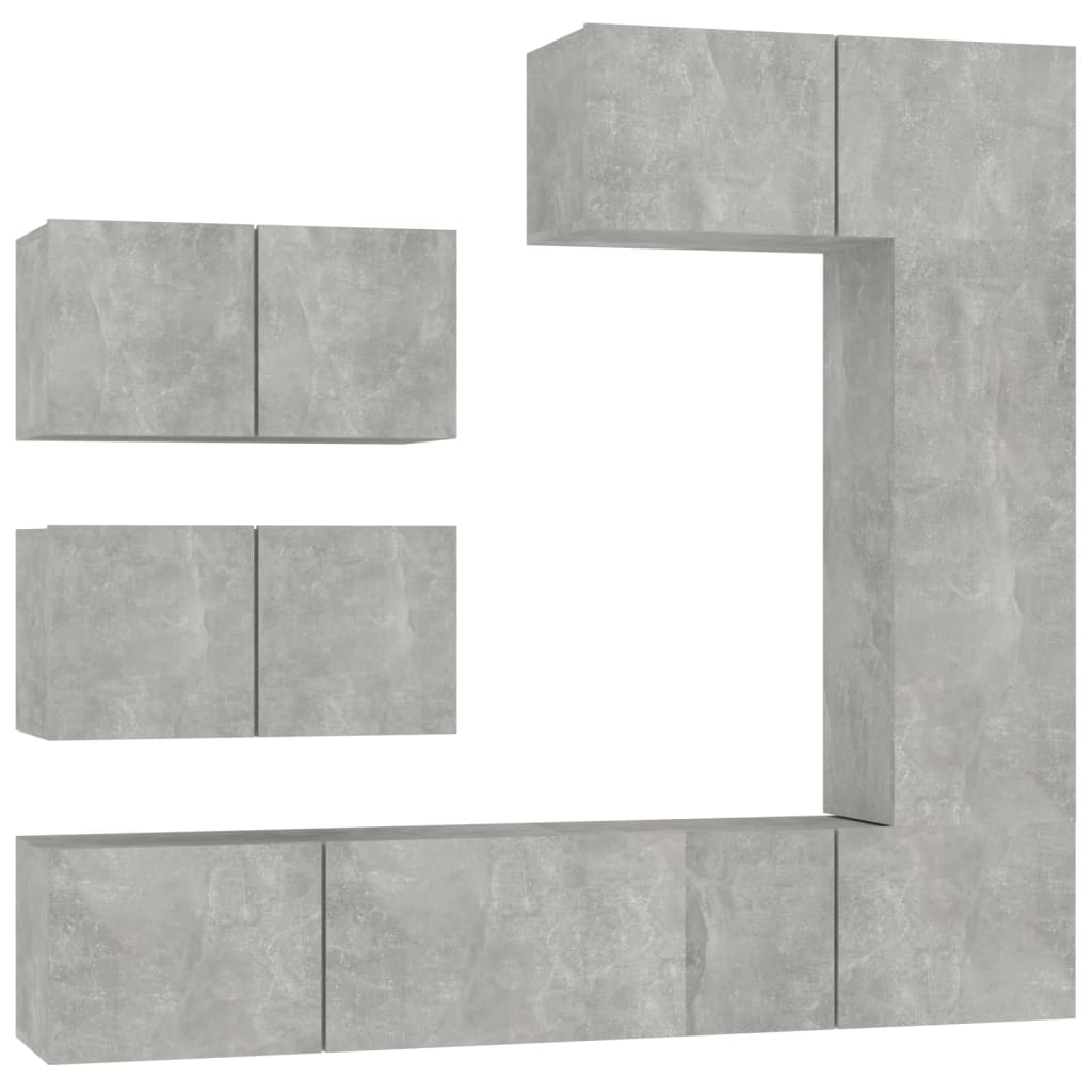 Ensemble de meubles TV 6 pcs Gris béton Bois d'ingénierie - XIOS