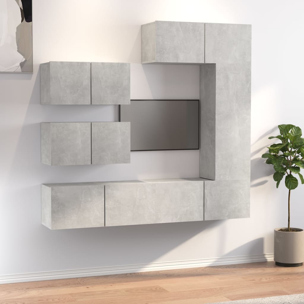 Ensemble de meubles TV 6 pcs Gris béton Bois d'ingénierie - XIOS