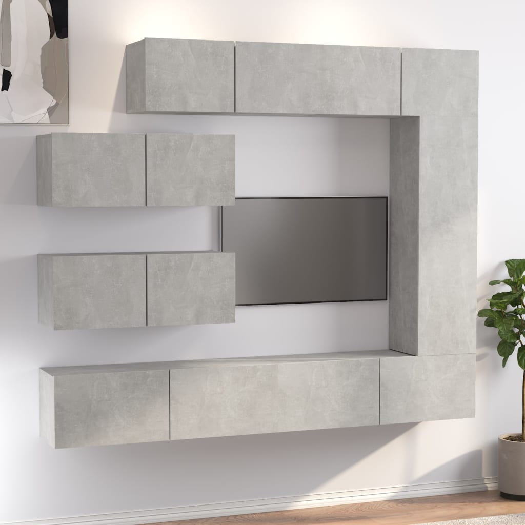 Ensemble de meubles TV 7 pcs Gris béton Bois d'ingénierie - XIOS
