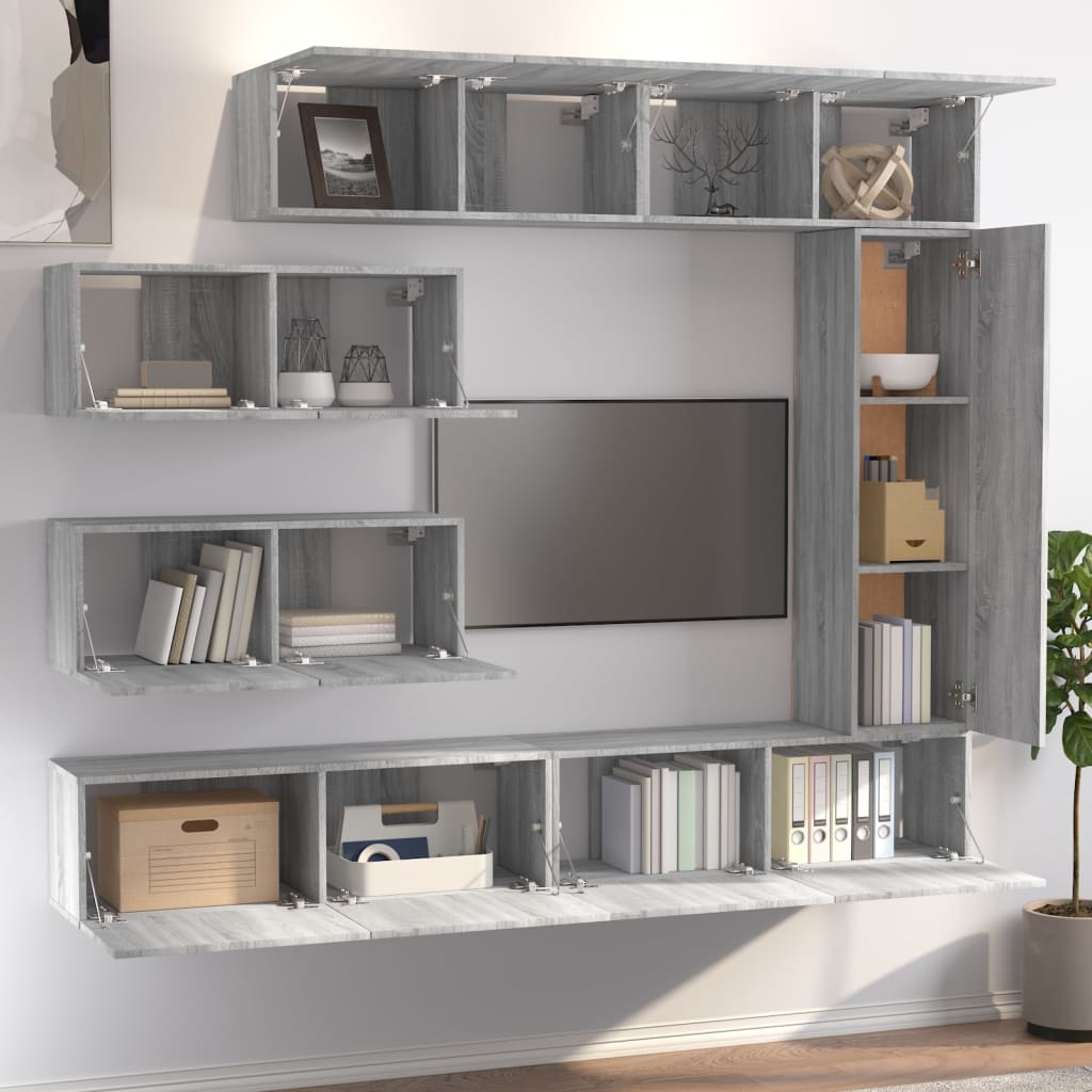 Ensemble de meubles TV 7 pcs Sonoma gris Bois d'ingénierie - XIOS