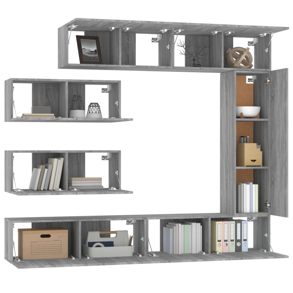 Ensemble de meubles TV 7 pcs Sonoma gris Bois d'ingénierie - XIOS