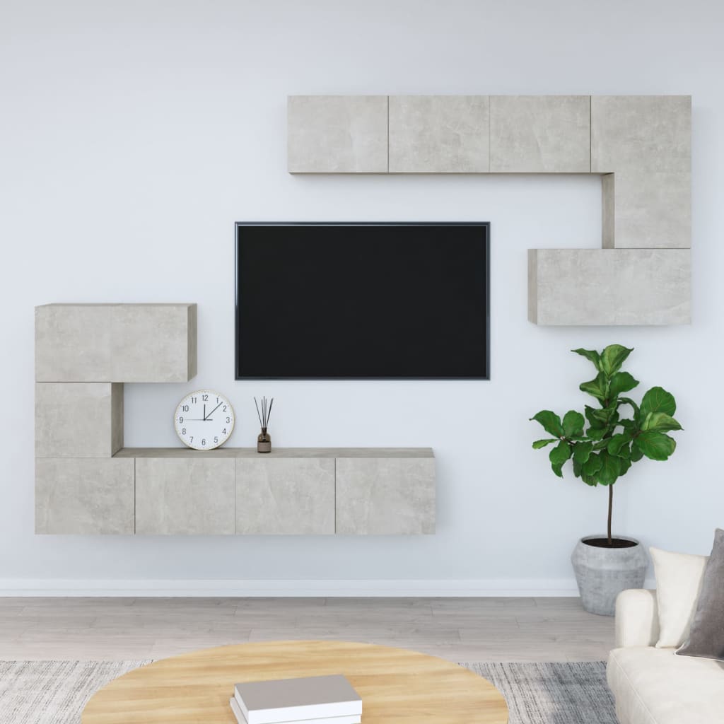 Meuble TV mural Gris béton Bois d'ingénierie - XIOS