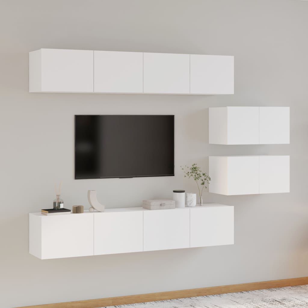 Ensemble de meubles TV 6 pcs Blanc Bois d'ingénierie - XIOS