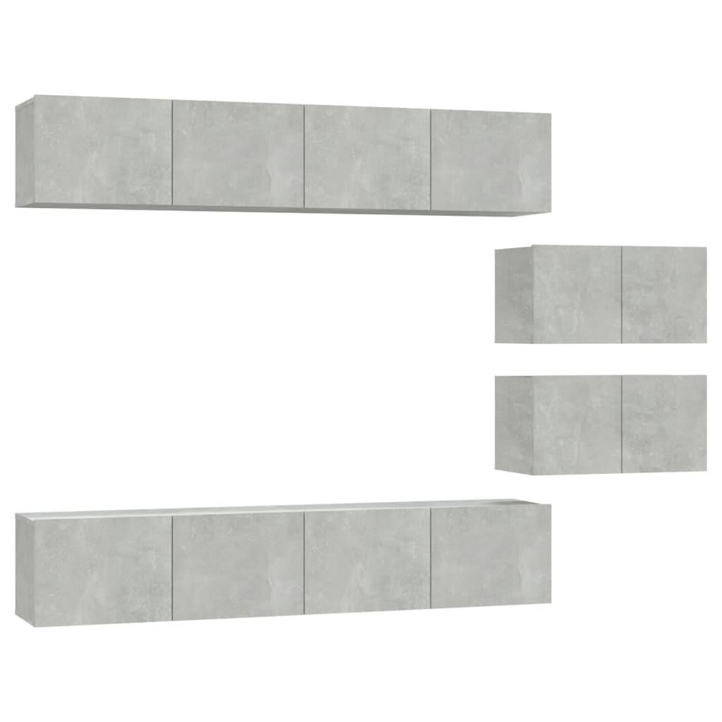 Ensemble de meubles TV 6 pcs Gris béton Bois d'ingénierie - XIOS