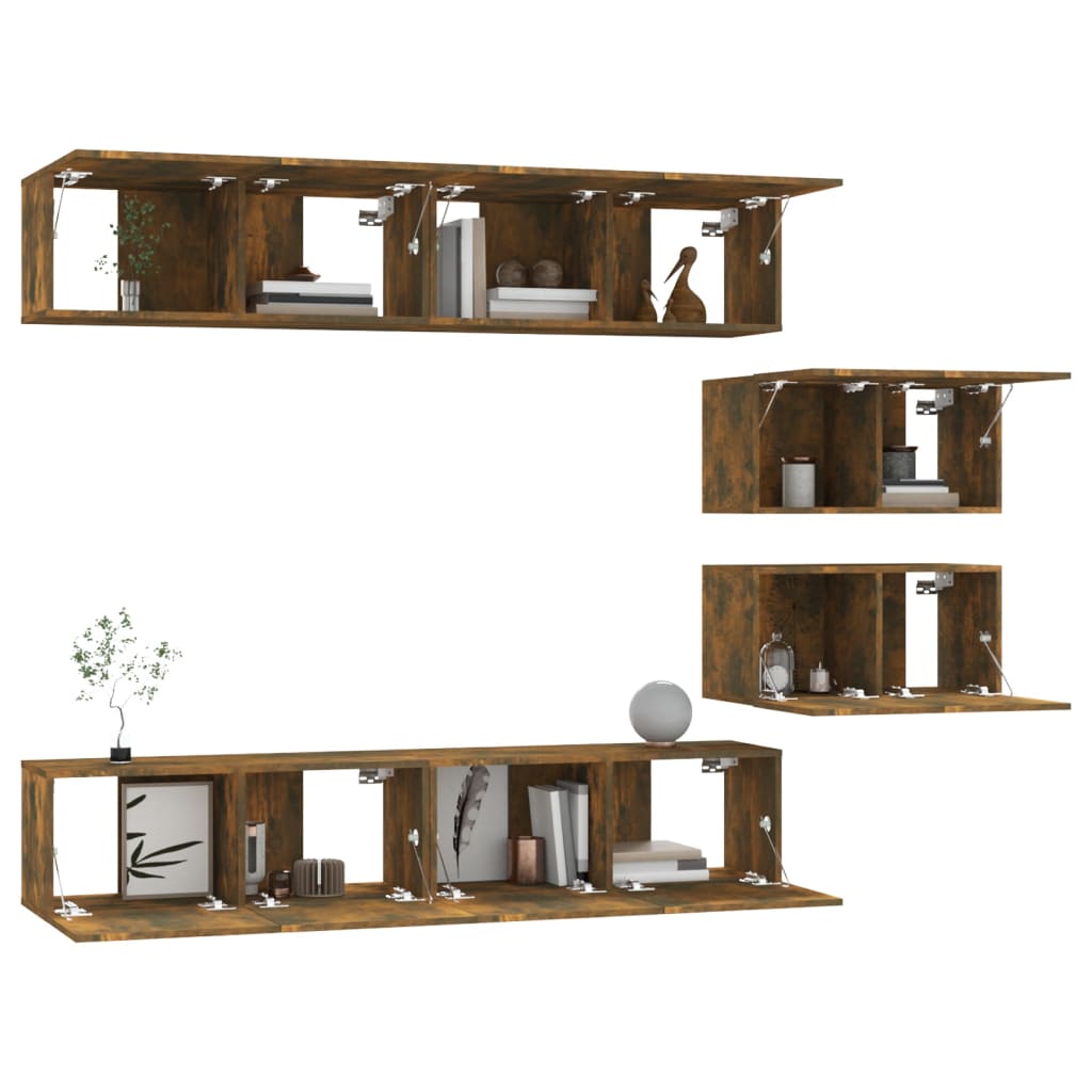 Ensemble de meubles TV 6 pcs Chêne fumé Bois d'ingénierie - XIOS