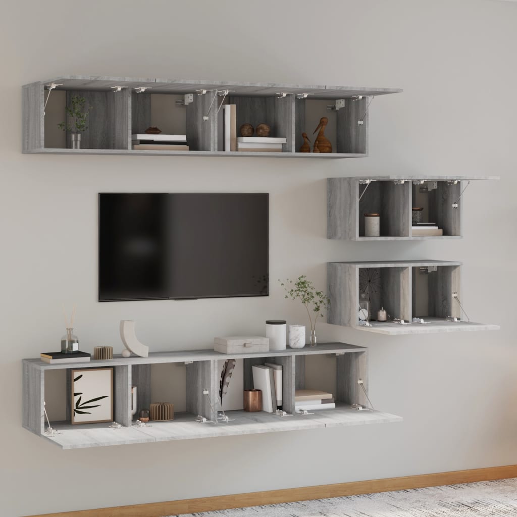 Ensemble de meubles TV 6 pcs Sonoma gris Bois d'ingénierie - XIOS