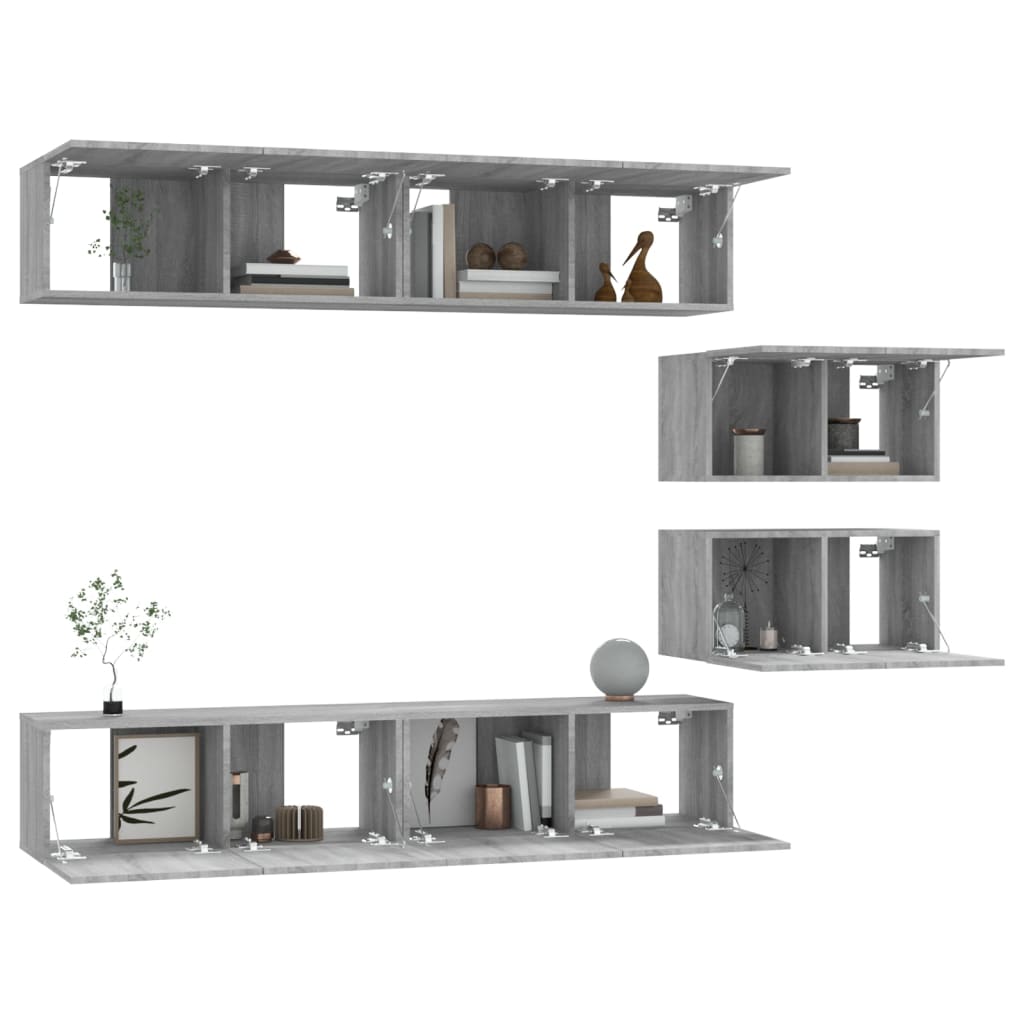 Ensemble de meubles TV 6 pcs Sonoma gris Bois d'ingénierie - XIOS