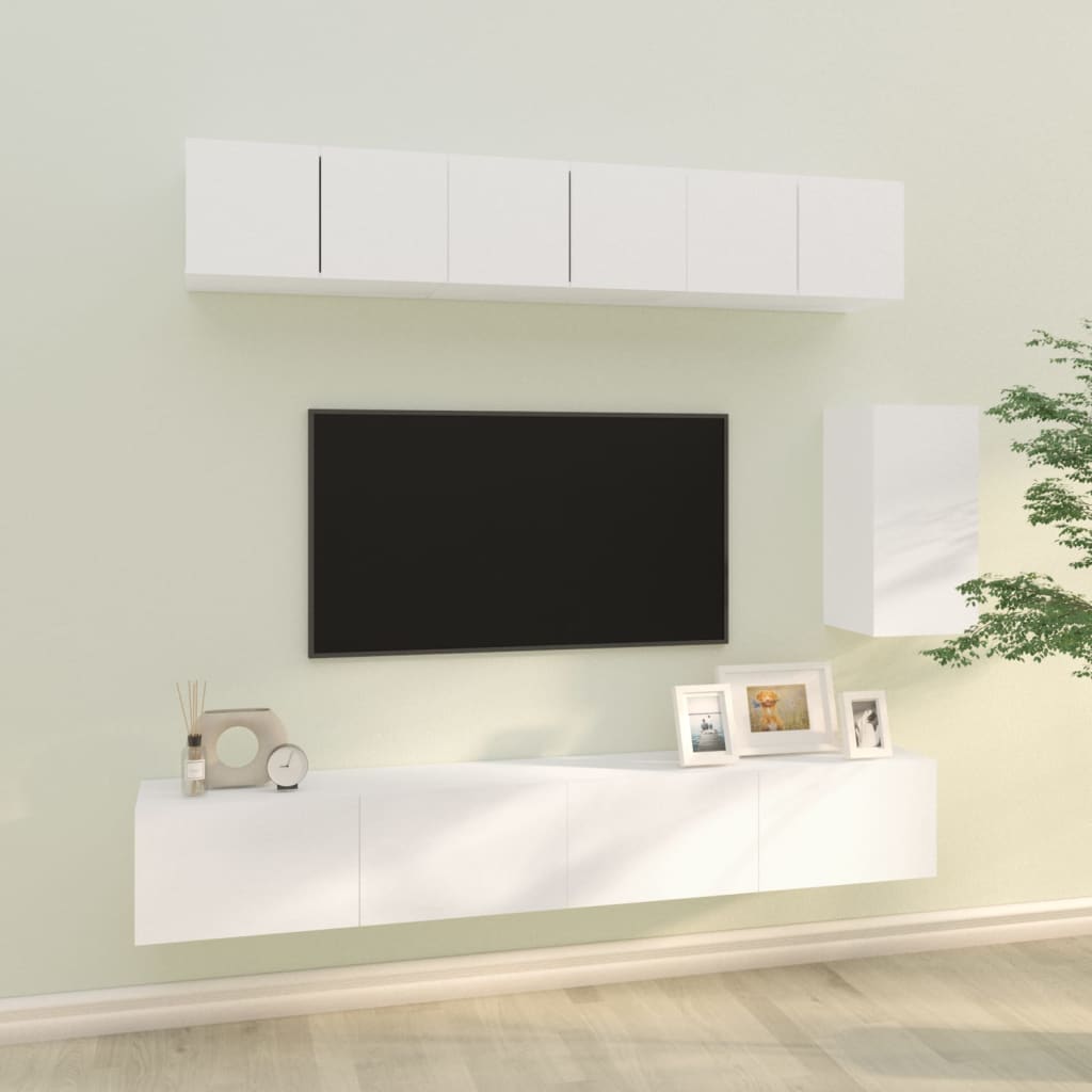 Ensemble de meubles TV 6 pcs Blanc Bois d'ingénierie - XIOS