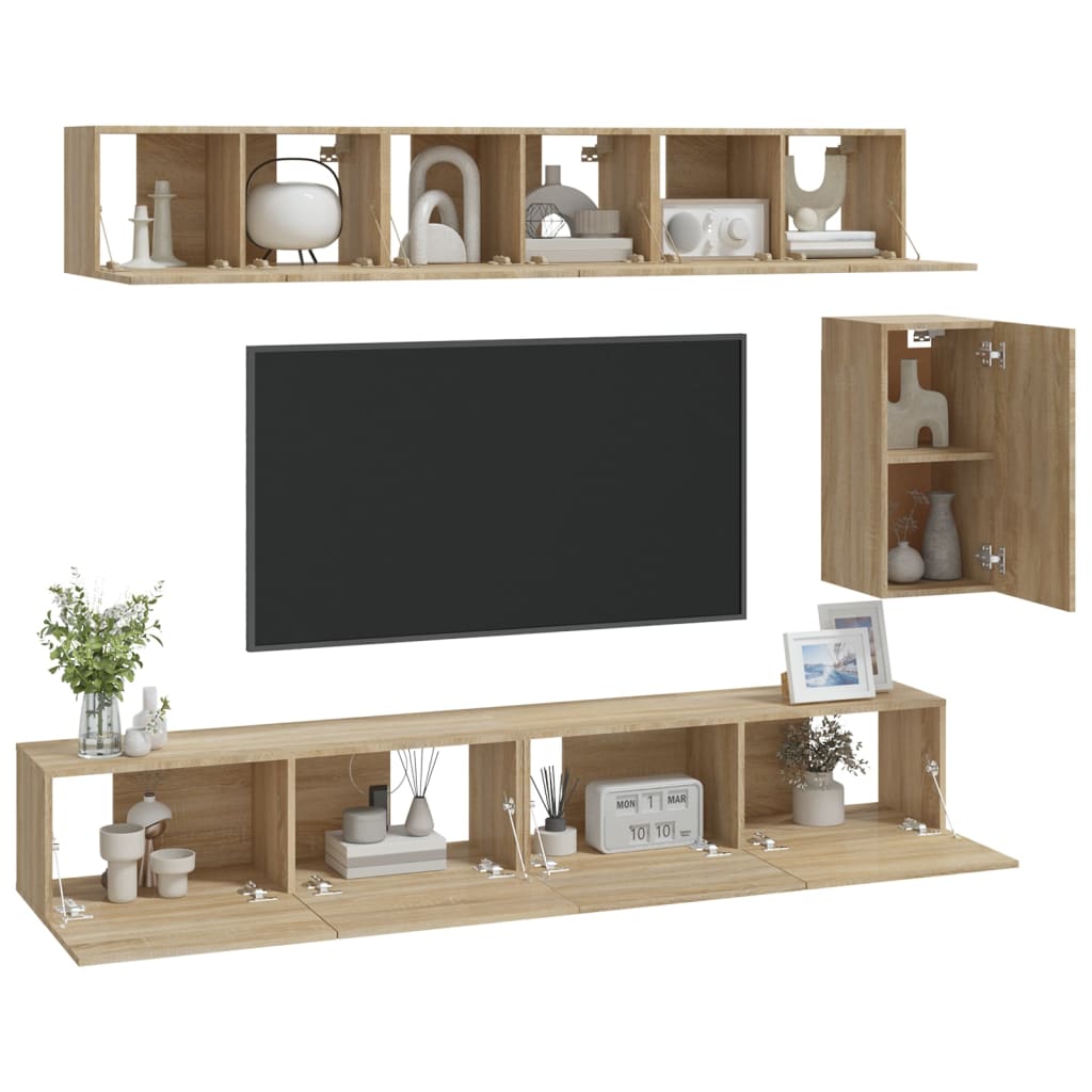 Ensemble de meubles TV 6 pcs Chêne sonoma Bois d'ingénierie - XIOS