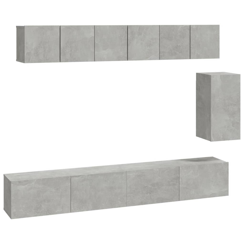 Ensemble de meubles TV 6 pcs Gris béton Bois d'ingénierie - XIOS