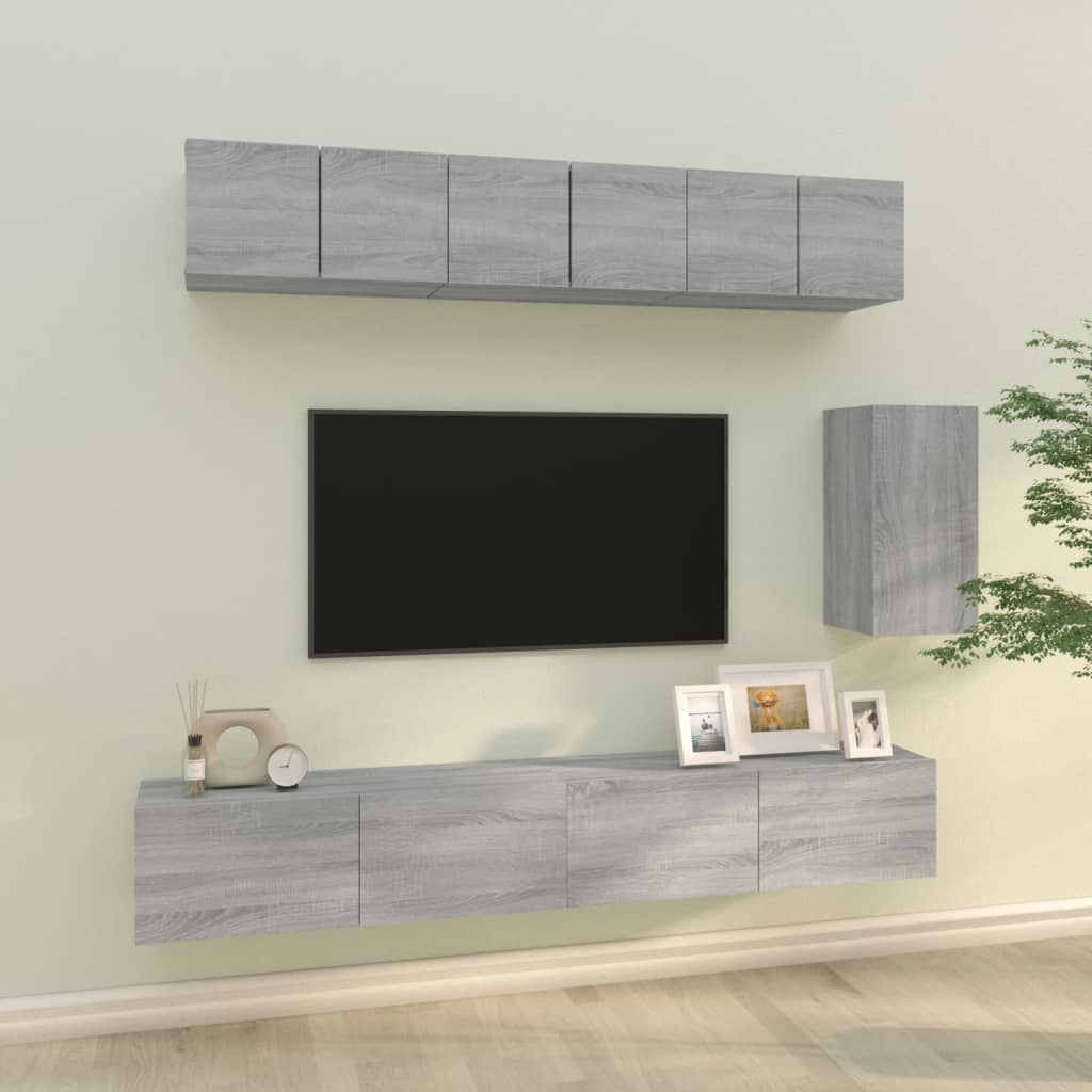 Ensemble de meubles TV 6 pcs Sonoma gris Bois d'ingénierie - XIOS