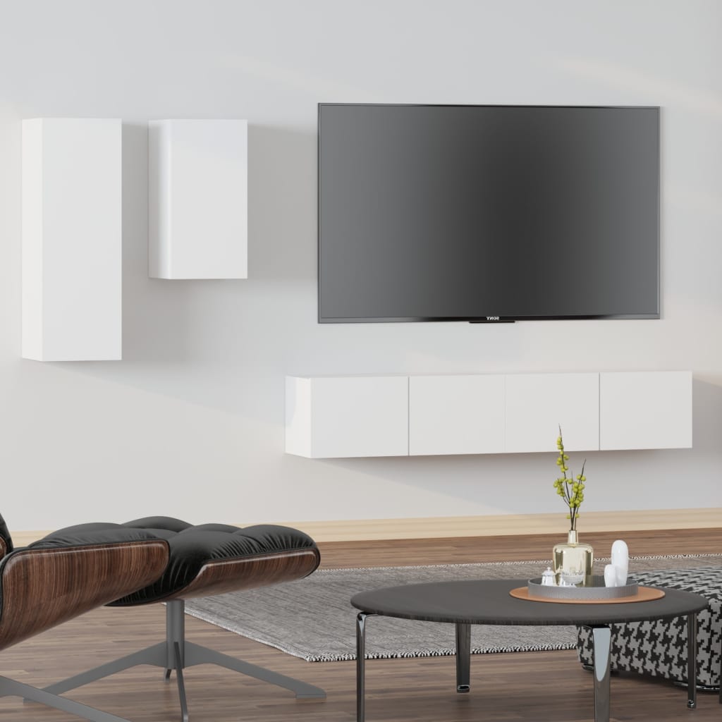 Ensemble de meubles TV 4 pcs Blanc Bois d'ingénierie - XIOS