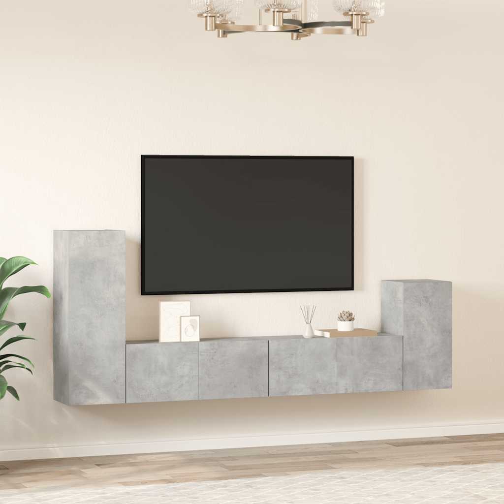 Ensemble de meubles TV 4 pcs Gris béton Bois d'ingénierie - XIOS