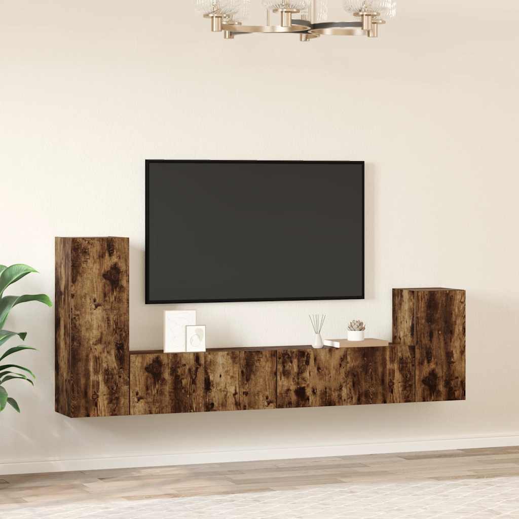 Ensemble de meubles TV 4 pcs Chêne fumé Bois d'ingénierie - XIOS