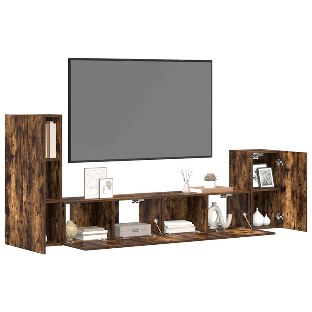Ensemble de meubles TV 4 pcs Chêne fumé Bois d'ingénierie - XIOS