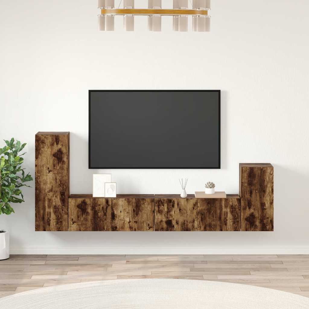 Ensemble de meubles TV 4 pcs Chêne fumé Bois d'ingénierie - XIOS