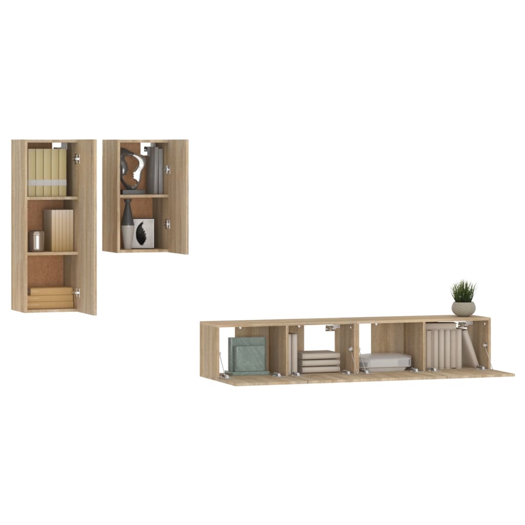 Ensemble de meubles TV 4 pcs Chêne sonoma Bois d'ingénierie - XIOS