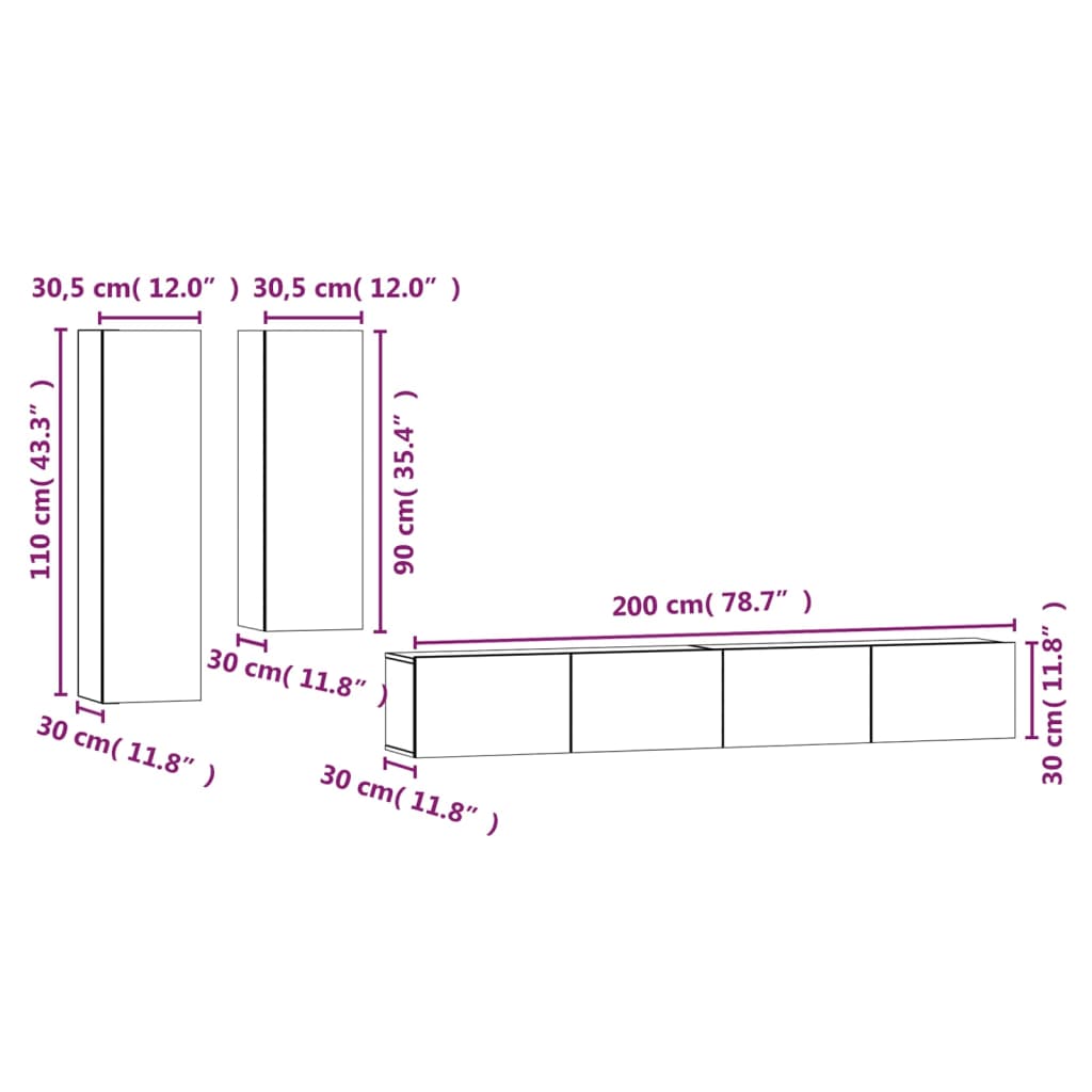 Ensemble de meubles TV 4 pcs Chêne sonoma Bois d'ingénierie - XIOS