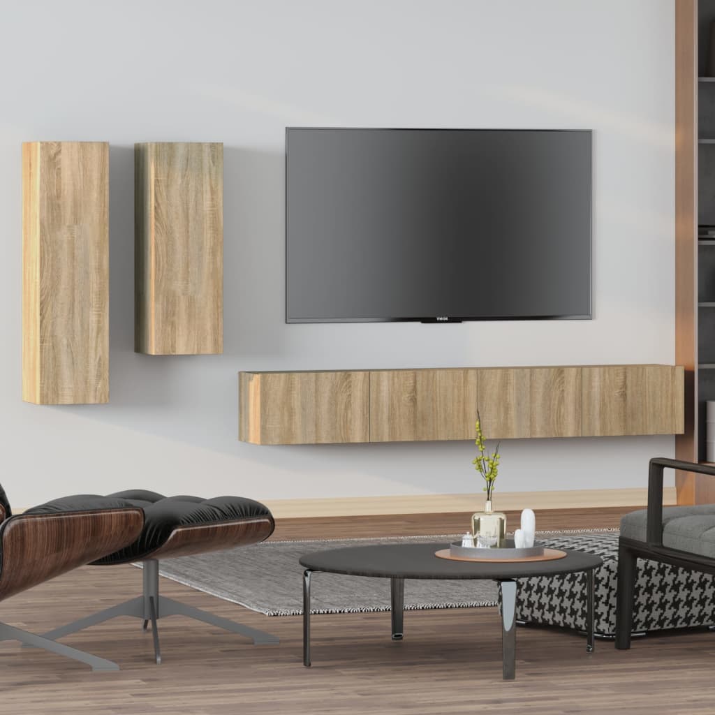 Ensemble de meubles TV 4 pcs Chêne sonoma Bois d'ingénierie - XIOS