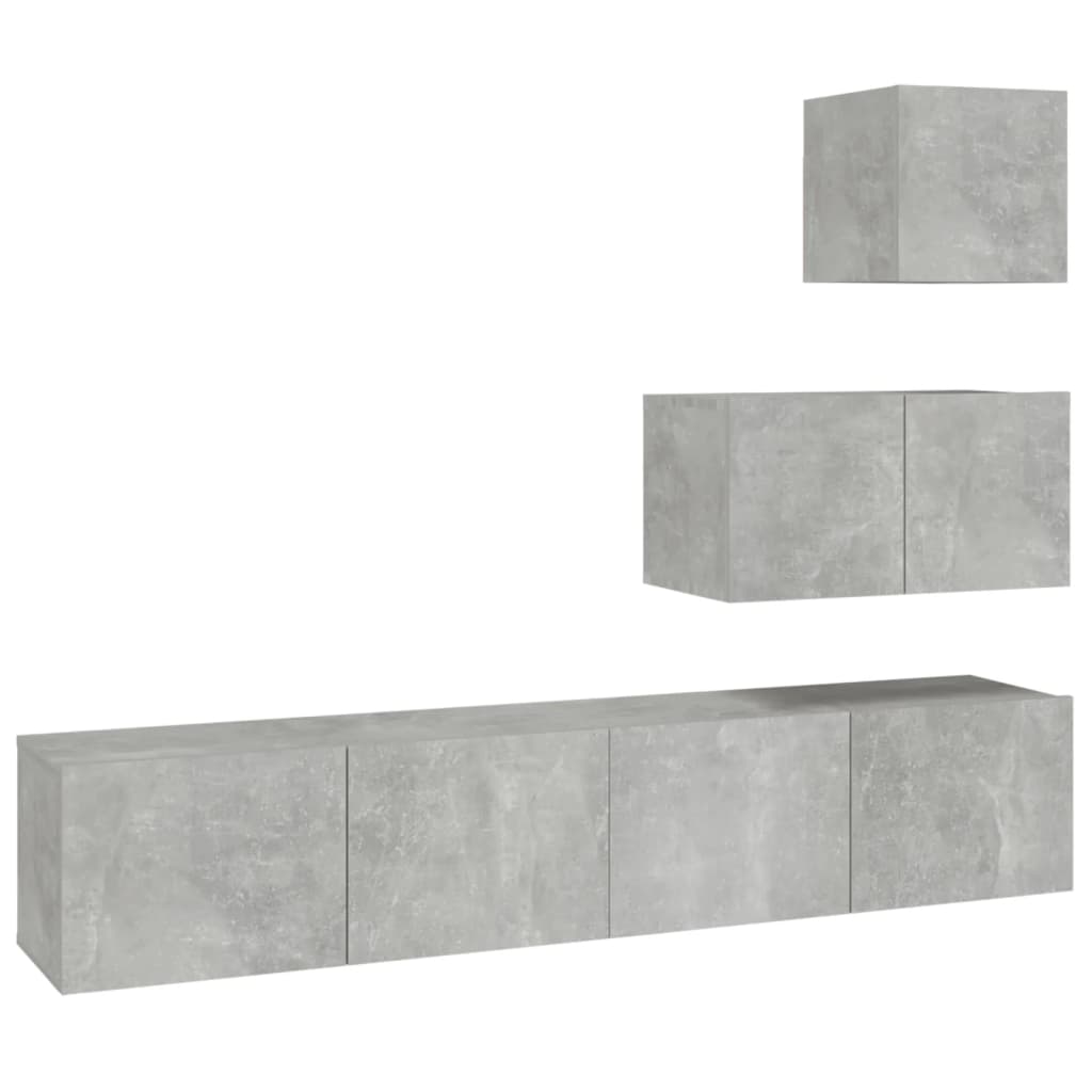 Ensemble de meubles TV 4 pcs Gris béton Bois d'ingénierie - XIOS