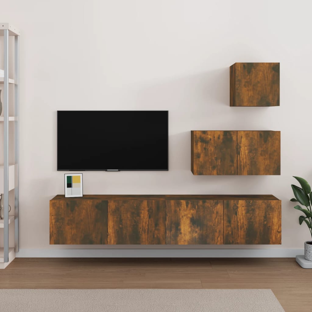 Ensemble de meubles TV 4 pcs Chêne fumé Bois d'ingénierie - XIOS