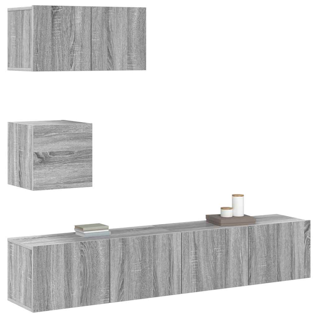 Ensemble de meubles TV 4 pcs Sonoma gris Bois d'ingénierie - XIOS