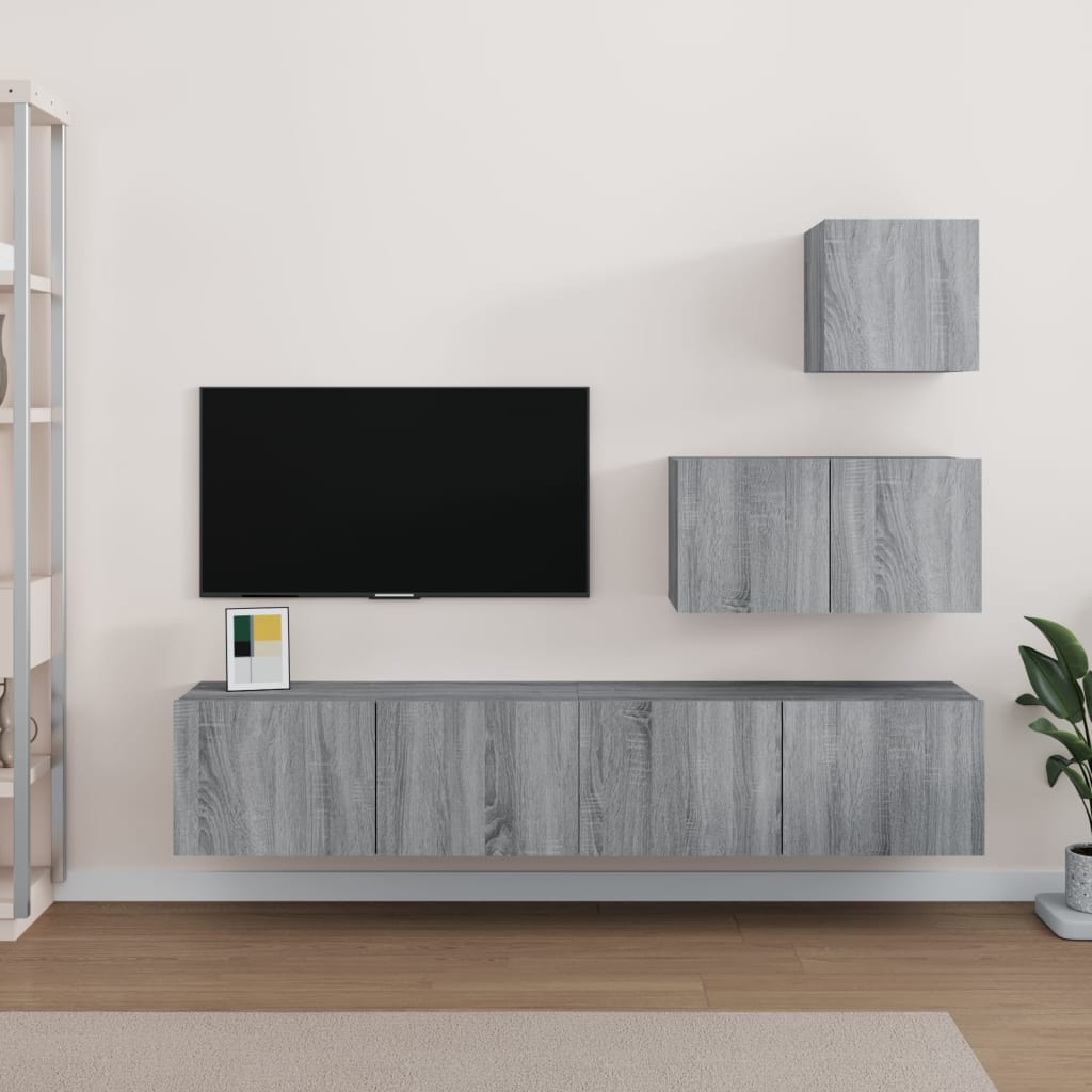 Ensemble de meubles TV 4 pcs Sonoma gris Bois d'ingénierie - XIOS