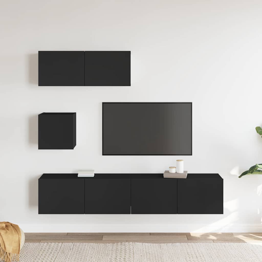 Ensemble de meubles TV 4 pcs Noir Bois d'ingénierie - XIOS
