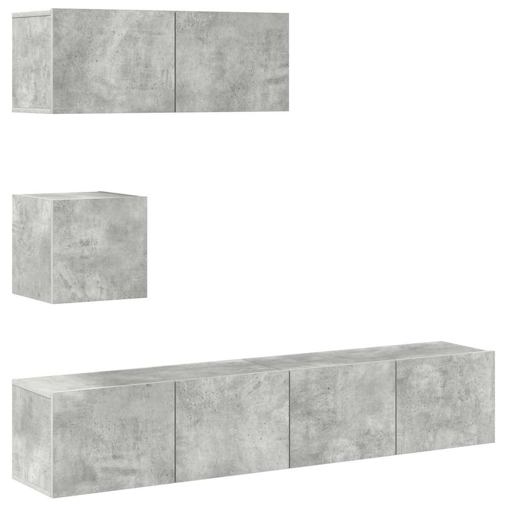 Ensemble de meubles TV 4 pcs Gris béton Bois d'ingénierie - XIOS