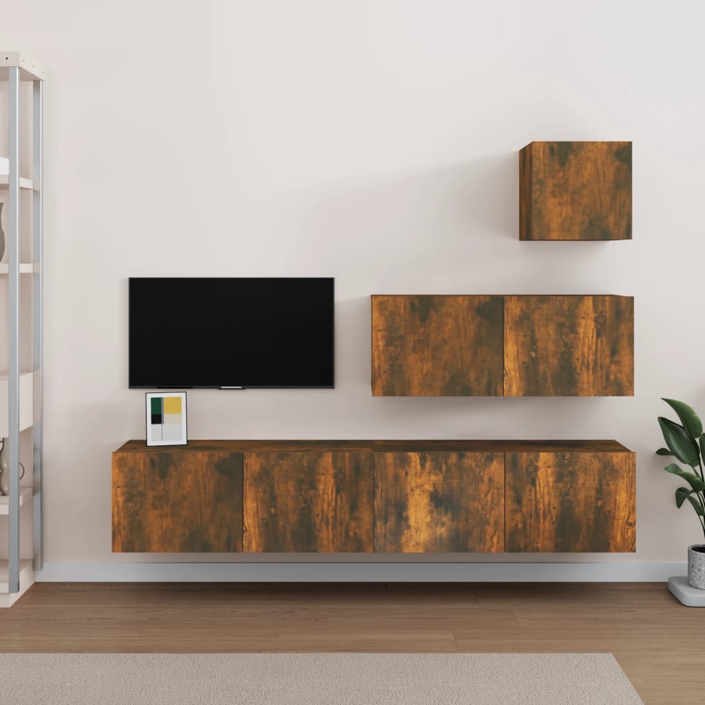 Ensemble de meubles TV 4 pcs Chêne fumé Bois d'ingénierie - XIOS