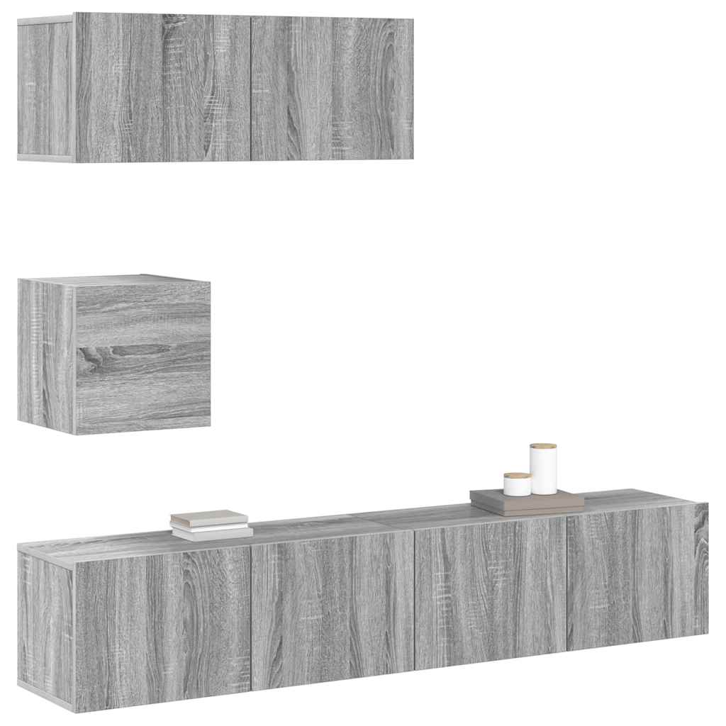 Ensemble de meubles TV 4 pcs Sonoma gris Bois d'ingénierie - XIOS