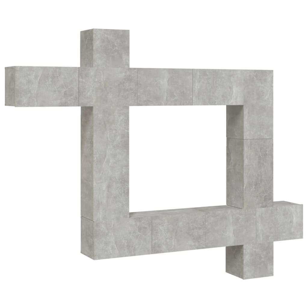 Ensemble de meubles TV 9 pcs Gris béton Bois d'ingénierie - XIOS