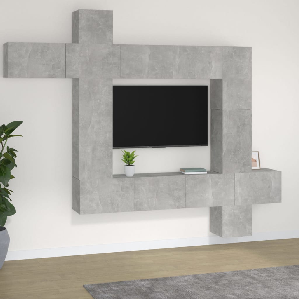 Ensemble de meubles TV 9 pcs Gris béton Bois d'ingénierie - XIOS