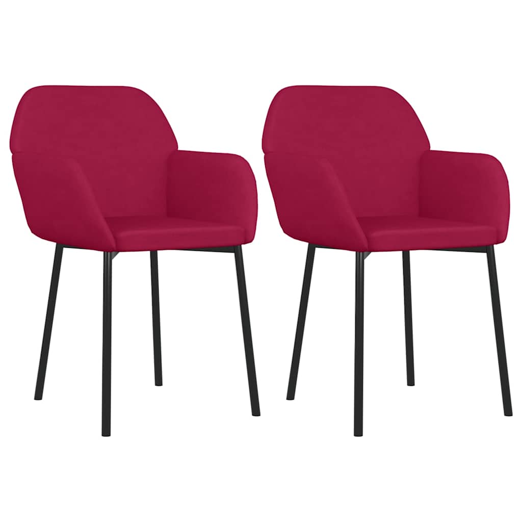 Chaises à manger lot de 2 Rouge bordeaux Velours - XIOS