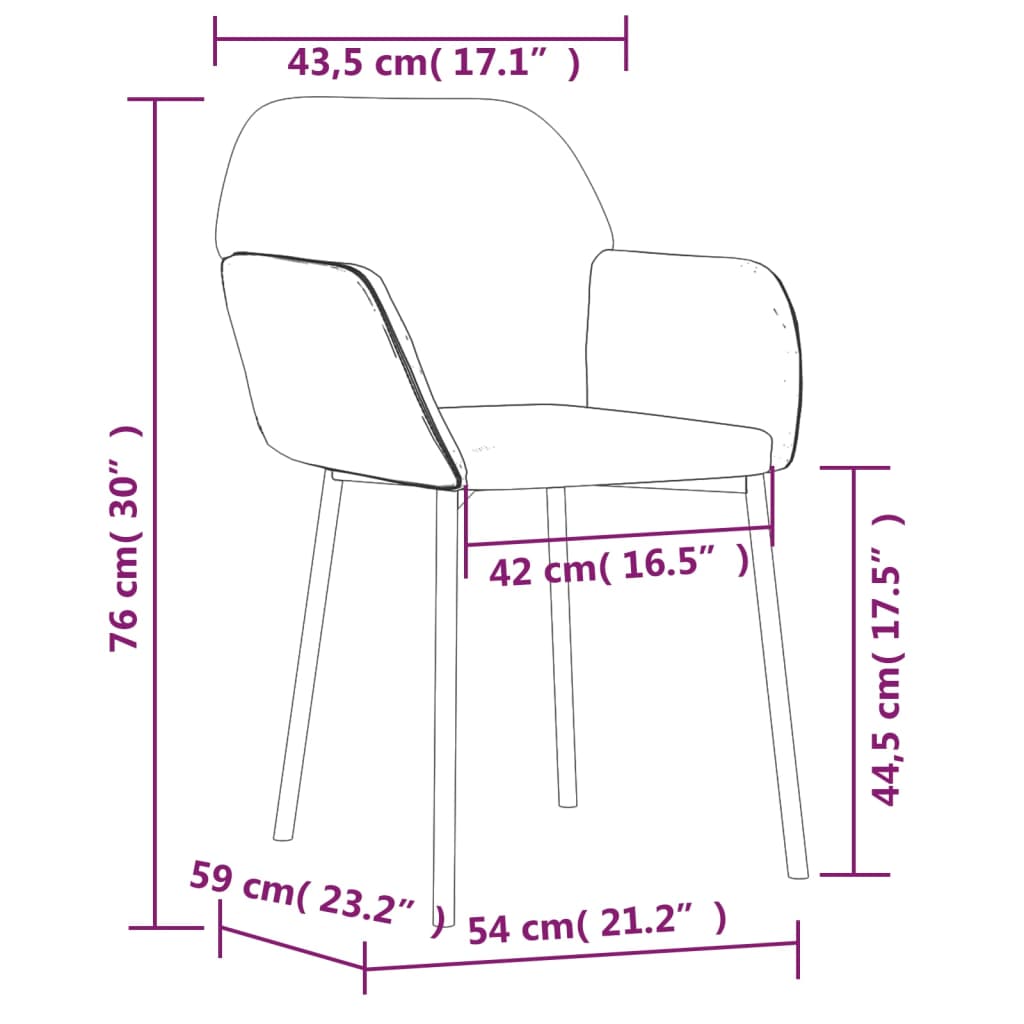 Chaises à manger lot de 2 Marron Velours