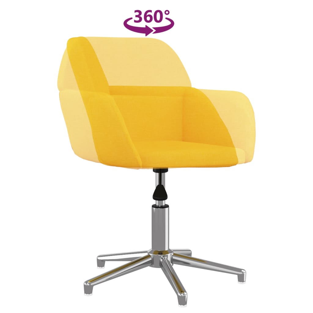 Chaise pivotante de bureau Jaune clair Tissu
